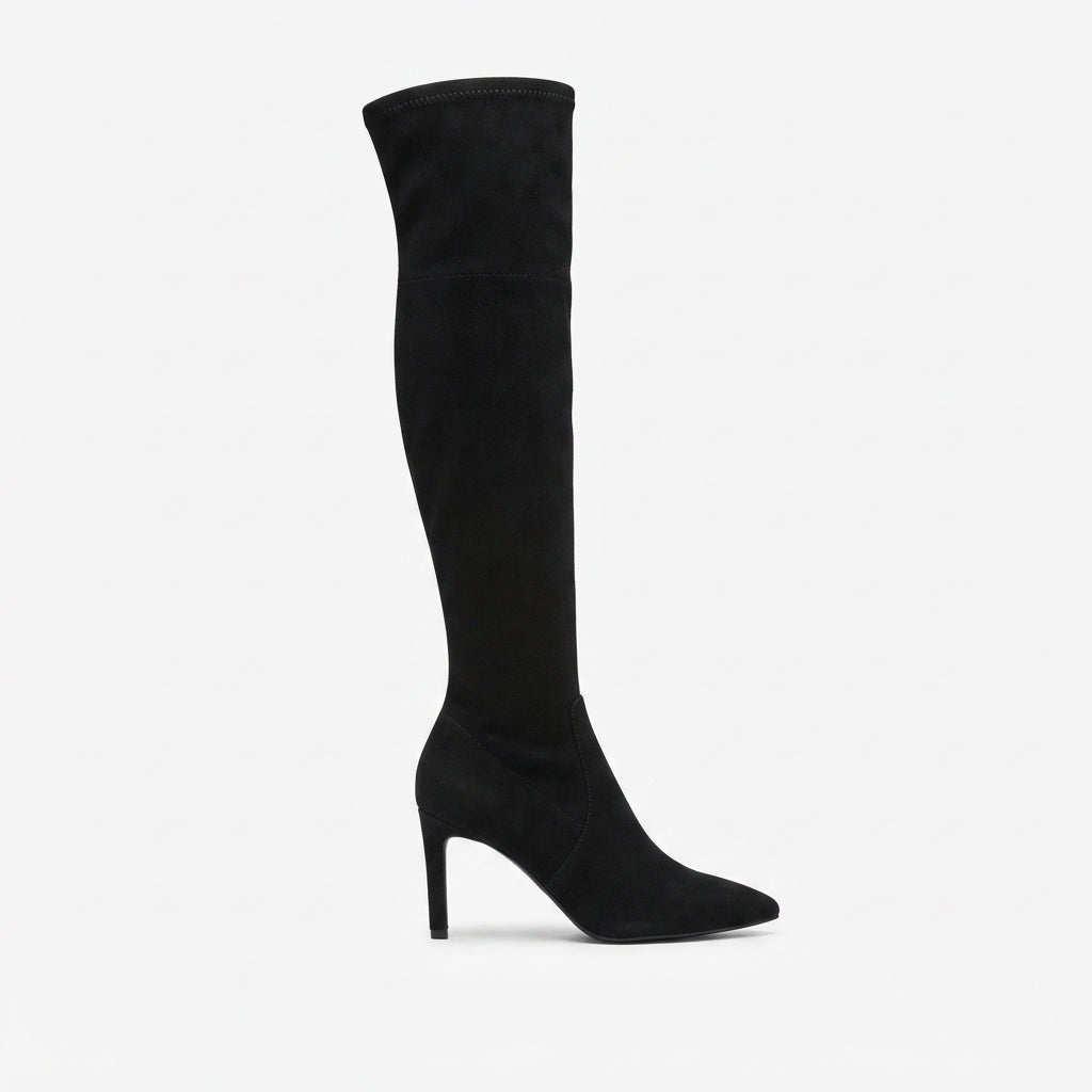 Over The Knee Suede Boots, Stretch Shaft Pointed Toe