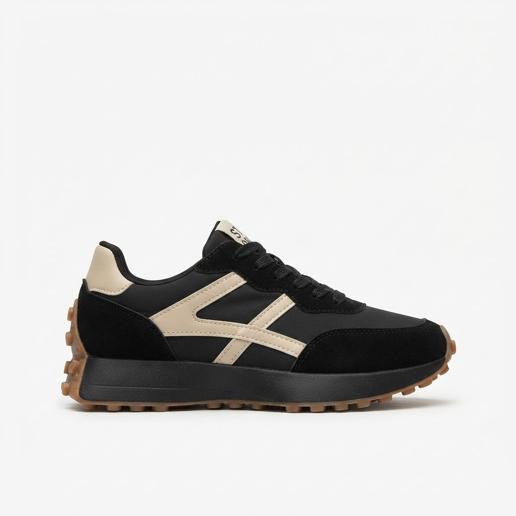 Retro Lace-Up Trainers, Cushioned Non-Slip Walking Sole