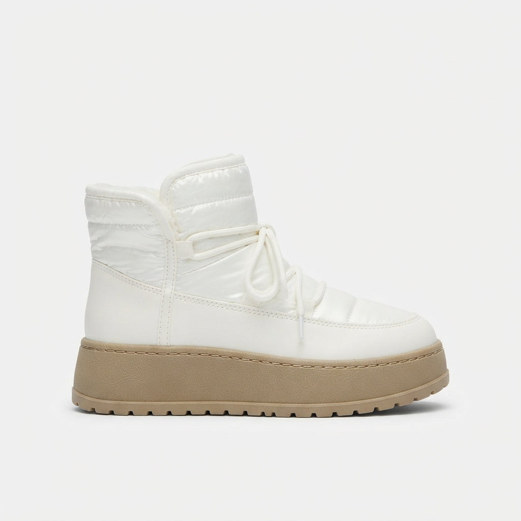 Plush Lined Platform Ankle Boots, Lug Sole Lace-Up