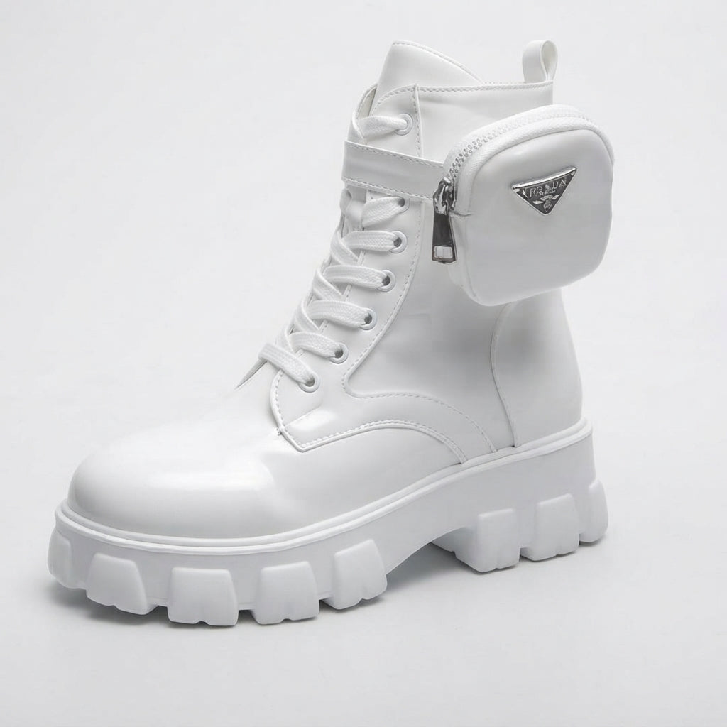 Platform Combat Boots with Detachable Utility Pouch