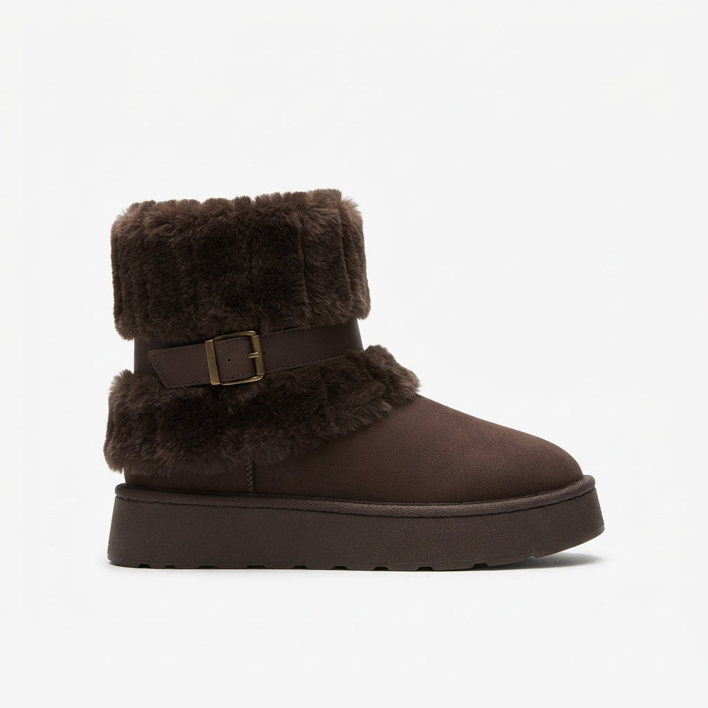 Fur Trimmed Snow Boots, Cushioned Ankle Winter Boots