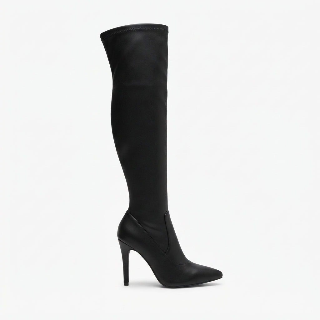 Over The Knee Stiletto Boots, Pointed Toe Side Zip