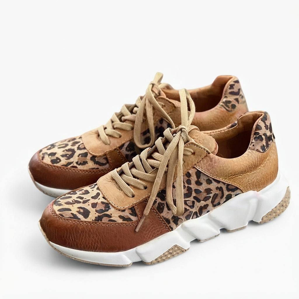 Leopard Print Chunky Trainers, Cushioned Platform Sole