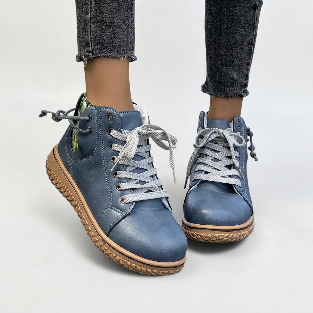 Lace-Up Ankle Boots, Side Zip and Warm Soft Lining