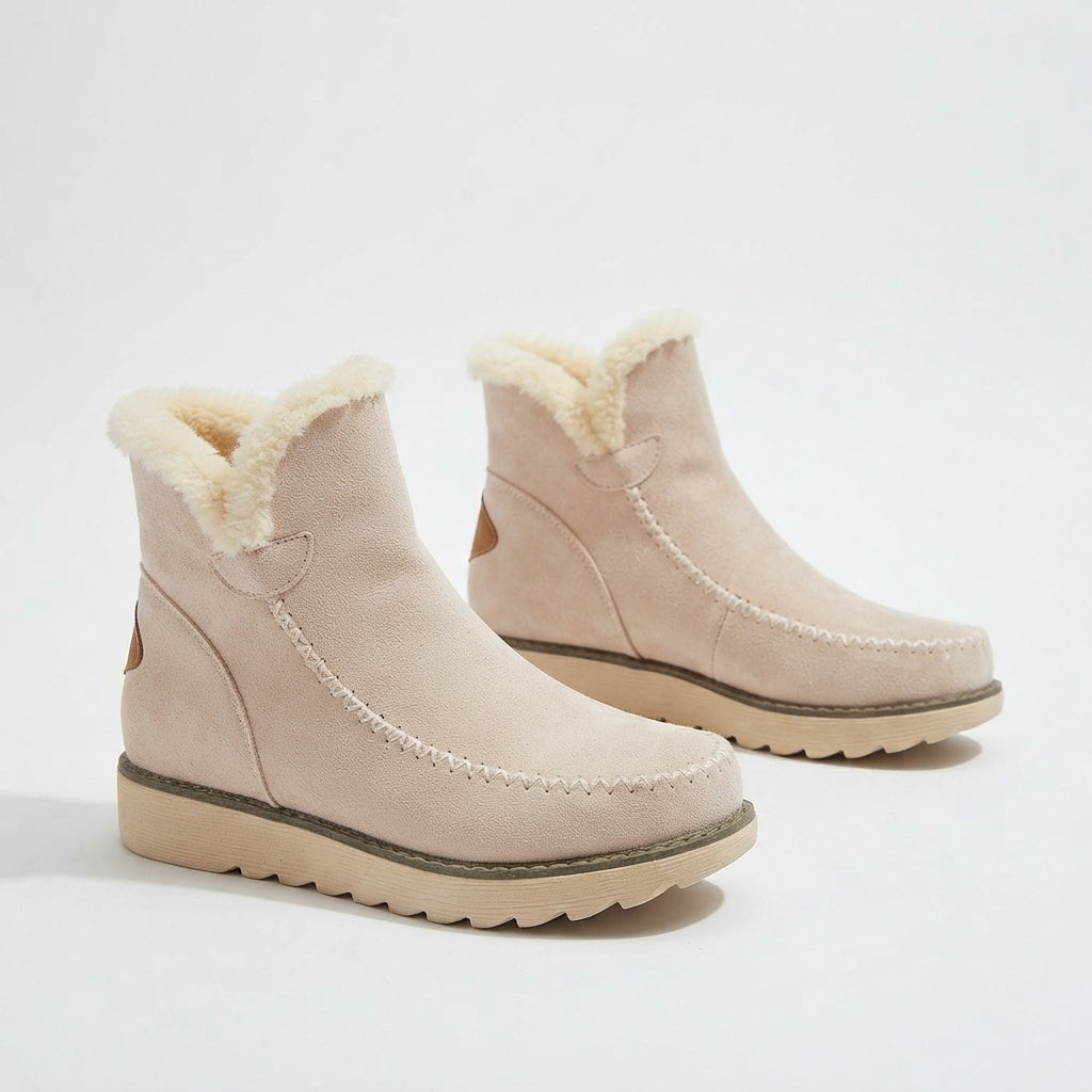 Faux Fur Lined Snow Boots, Slip On Supportive Ankle Fit