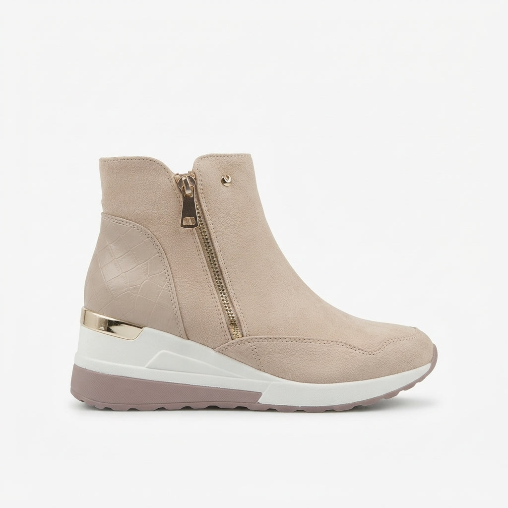 Waterproof Wedge Ankle Boots, Insulated Winter Side Zip