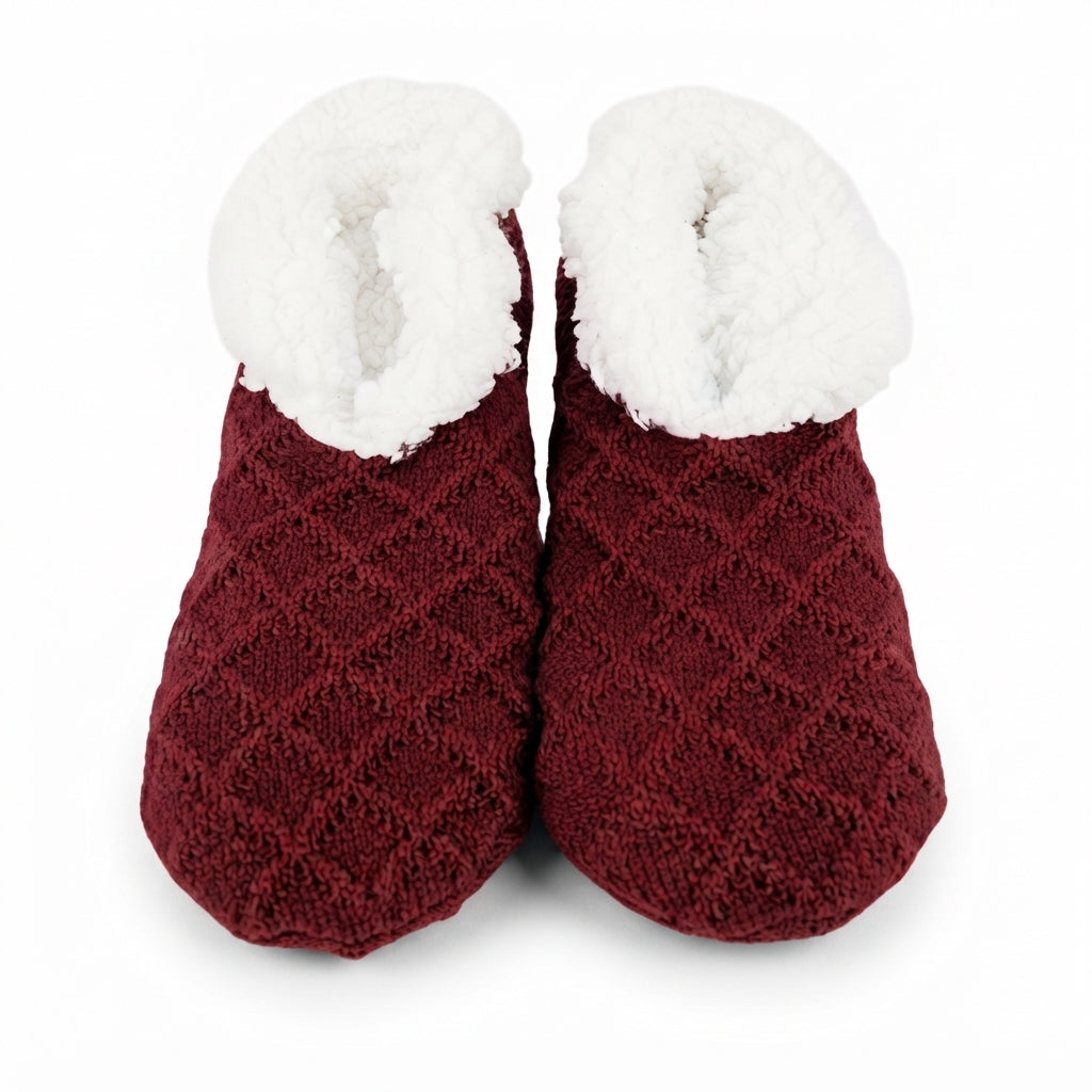 Plush Slipper Socks, Non-Slip Sole, Fleece Lined Knit