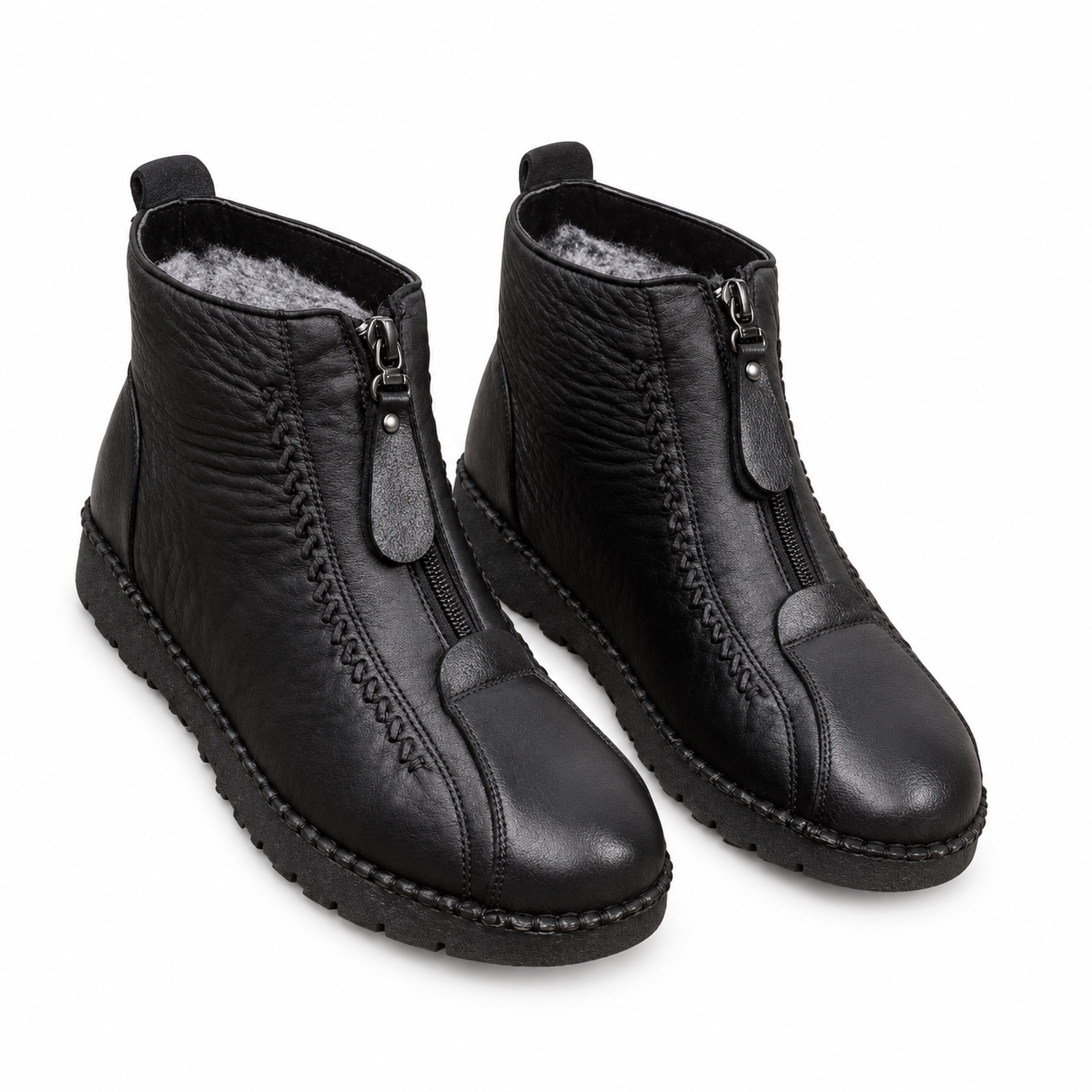 Fleece Lined Leather Ankle Boots for Cold Winter Days