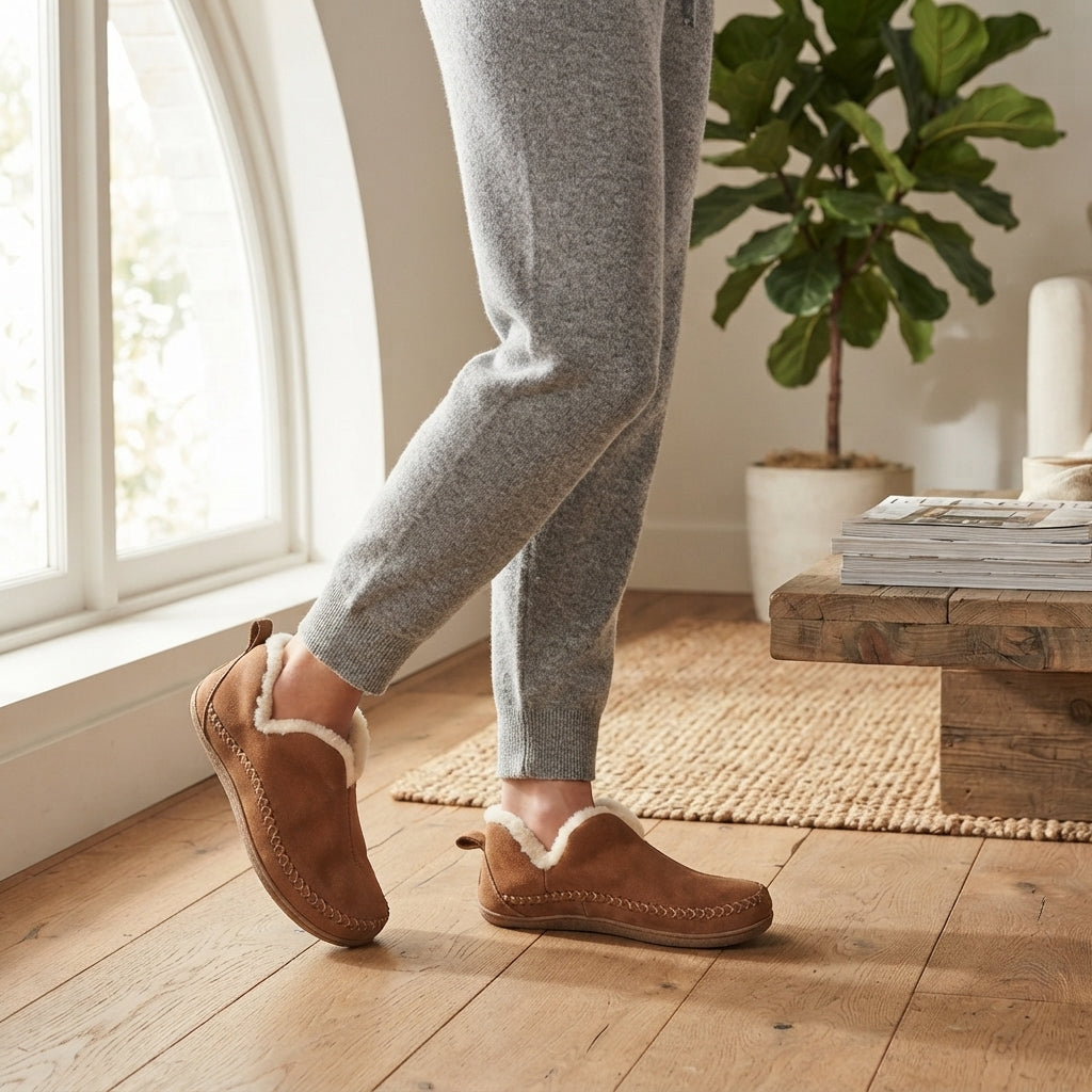 Fleece Lined Ankle Boots, Cushioned Anti Slip Sole
