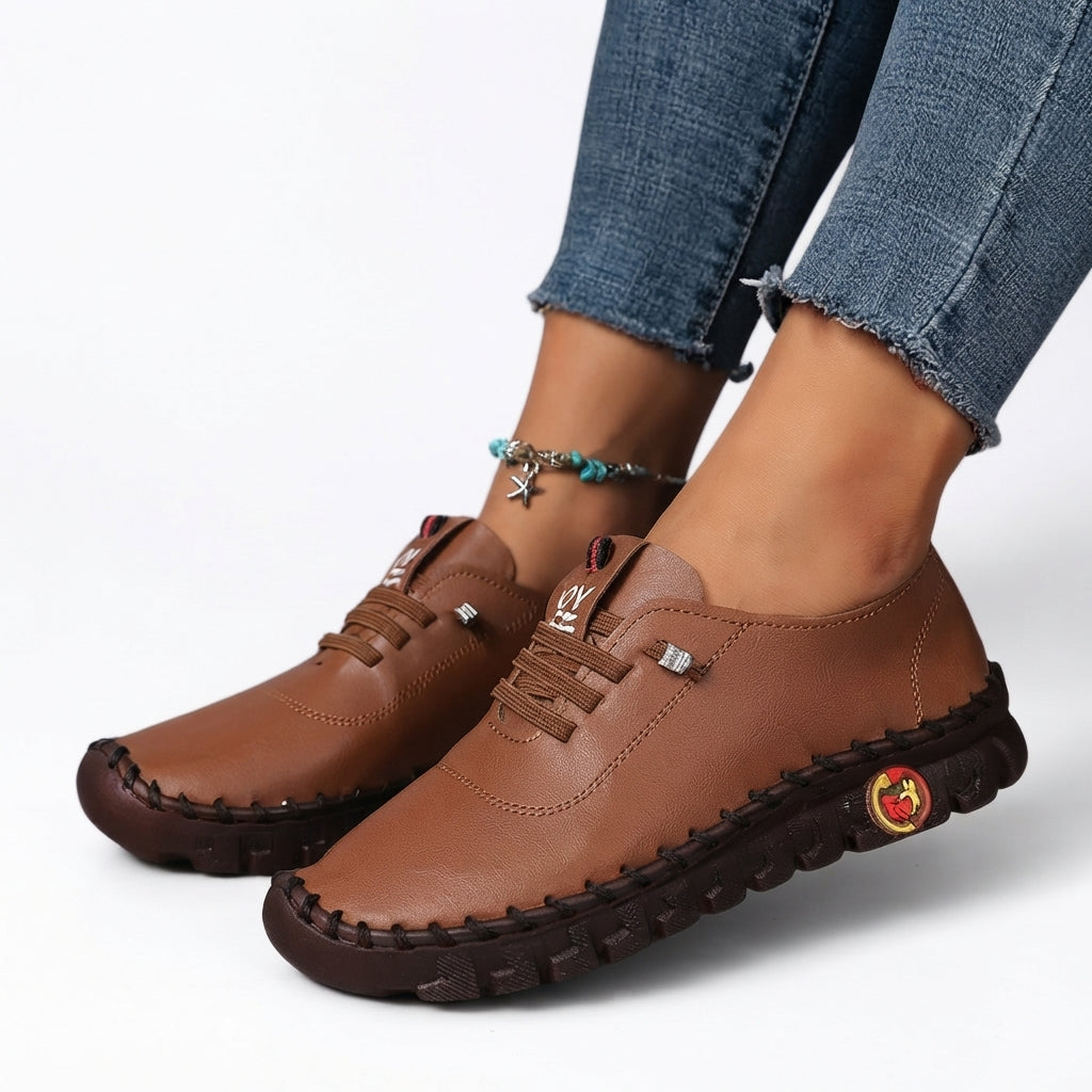 Orthopedic Derby Shoes, Cushioned Lace-Up Flat Sole