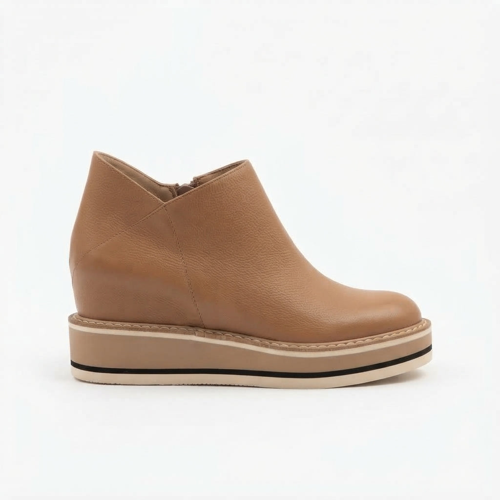 Waterproof Platform Ankle Boots, Side Zip Wedge Sole