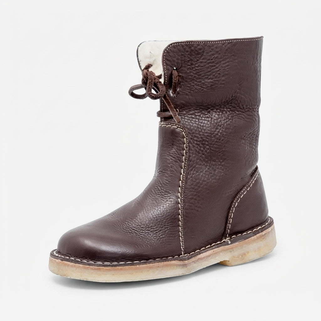 Slouch Leather Boots, Arch Support Cushioned Footbed