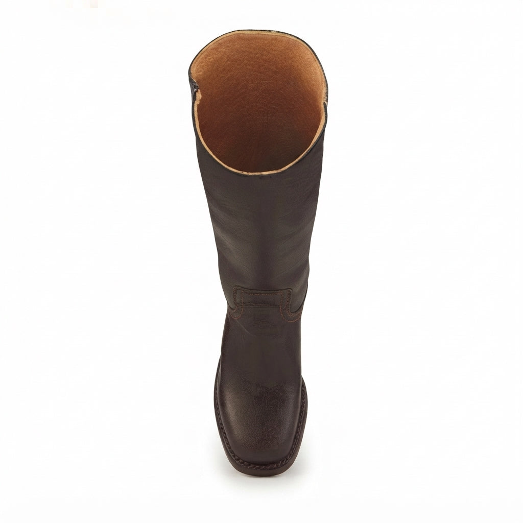 Leather Knee High Boots, Low Block Heel Zip Closure