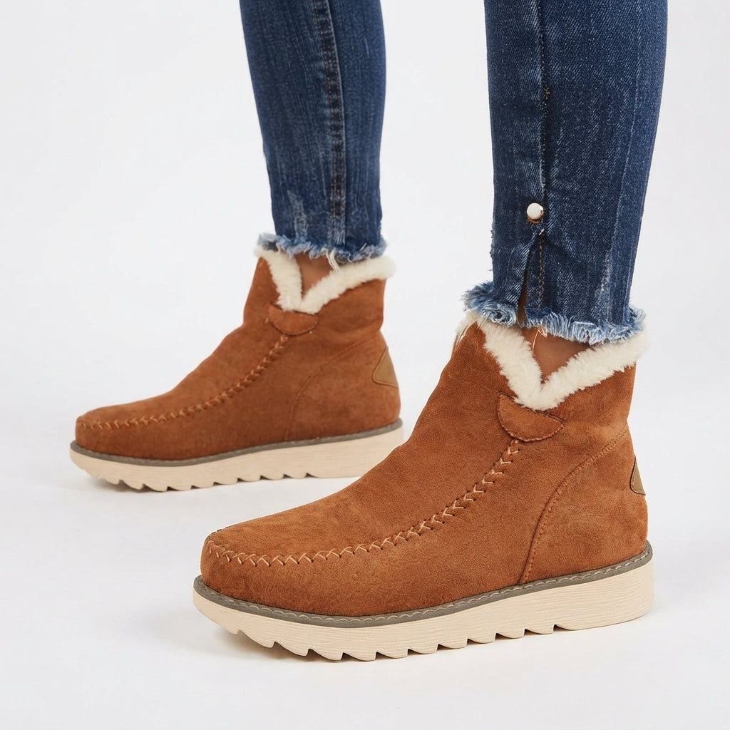 Faux Fur Lined Snow Boots, Slip On Supportive Ankle Fit