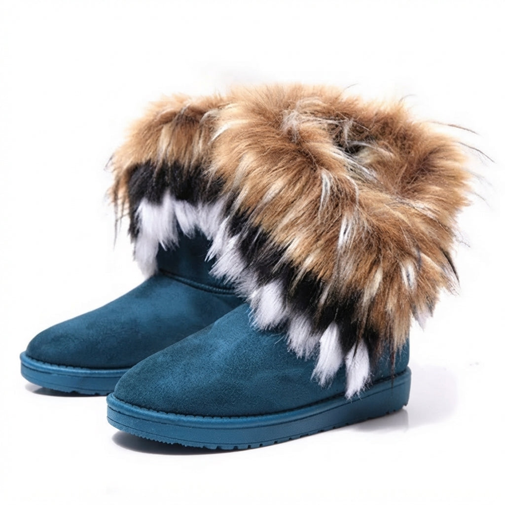 Fluffy Trim Winter Ankle Boots, Cushioned Slip On Fit