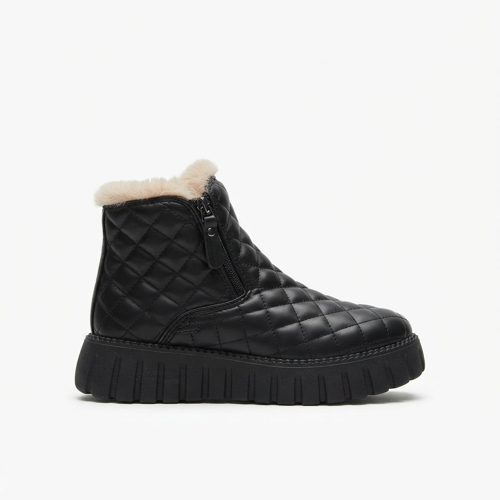 Quilted Winter Ankle Boots, Water Resistant Fur Lined