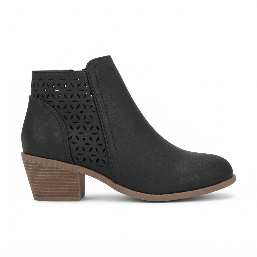 Heeled Ankle Boots, Stacked Heel and Non-Slip Sole