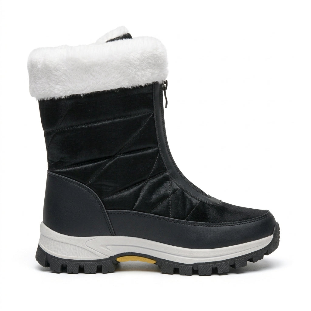 Faux Fur Cuff Ankle Boots, Cushioned Chunky Tread Sole