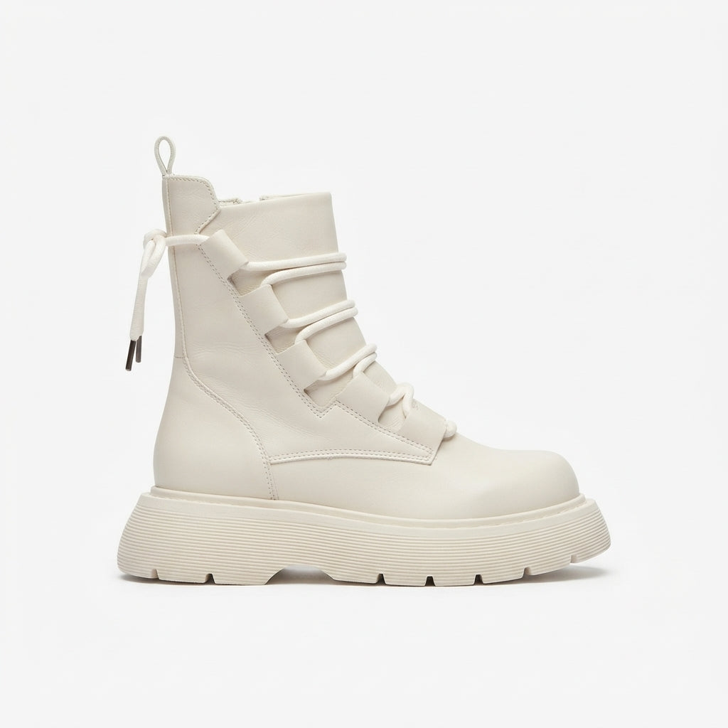 Lace Up Platform Combat Boots, Insulated Chunky Sole