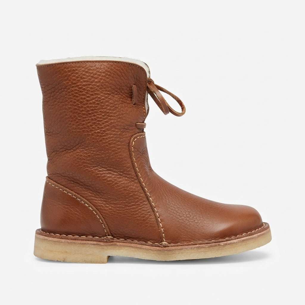 Slouch Leather Boots, Arch Support Cushioned Footbed