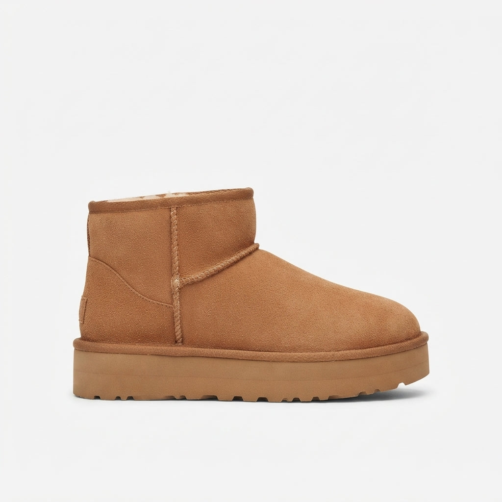 Fleece Lined Suede Ankle Boots, Slip On Pull Tab Pair