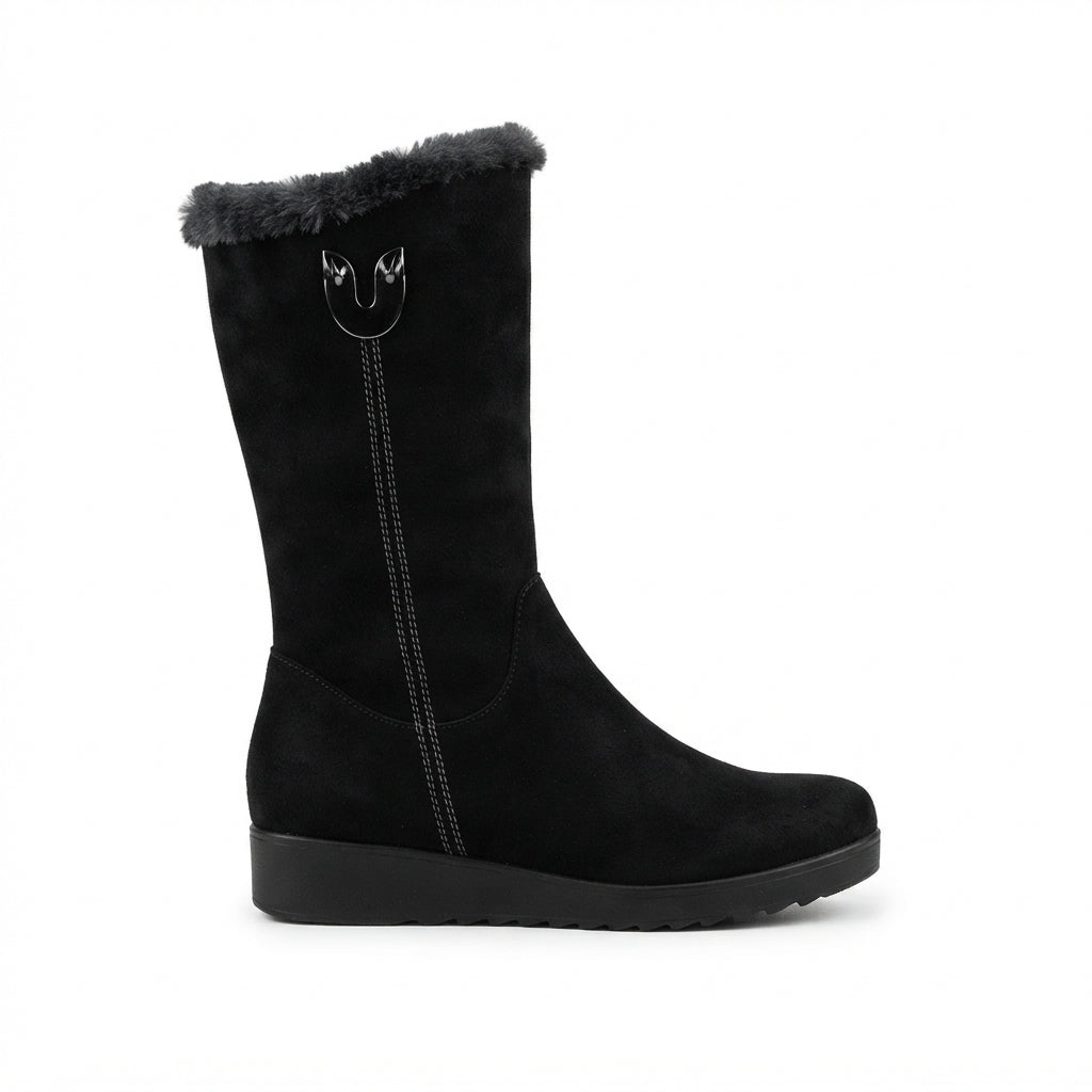 Knee High Winter Boots, Faux Fur Cuff Anti Slip Sole