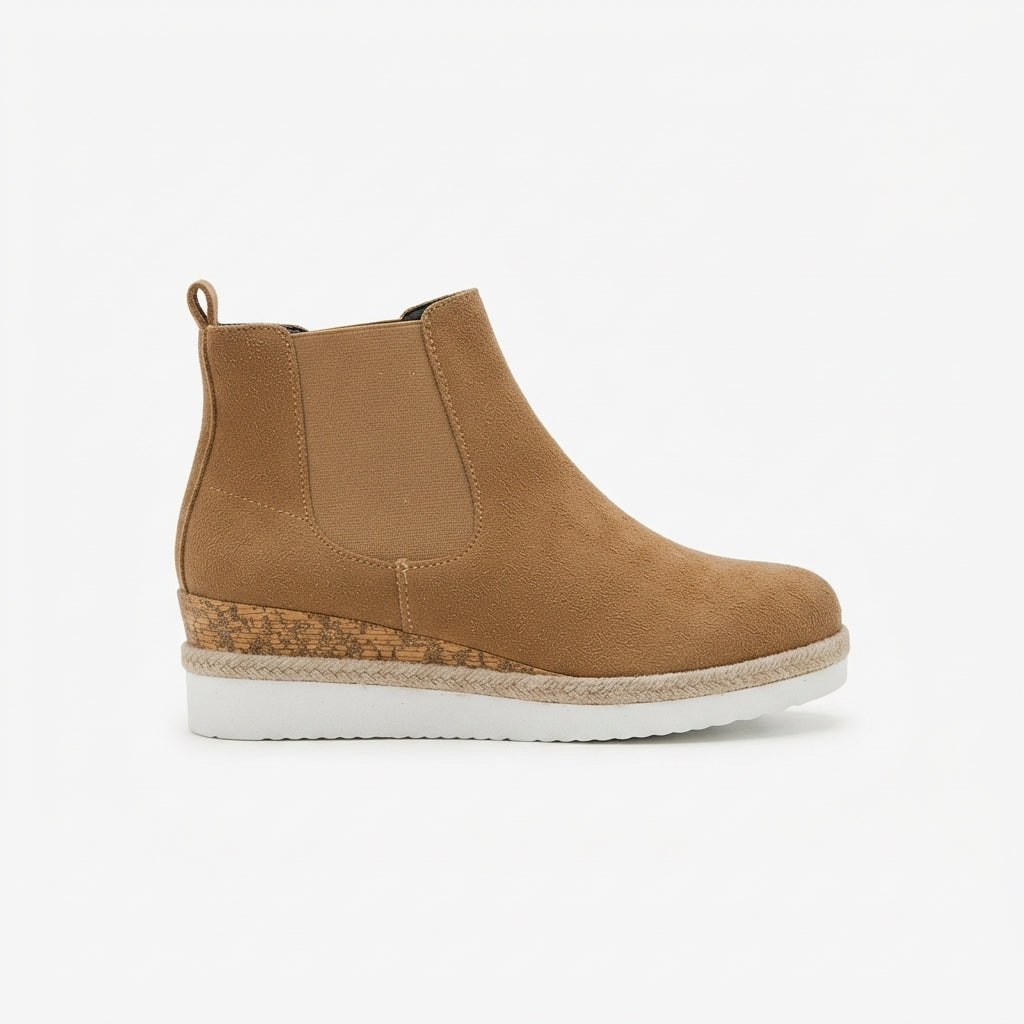 Platform Chelsea Boots, Wedge Sole Braided Trim Zip