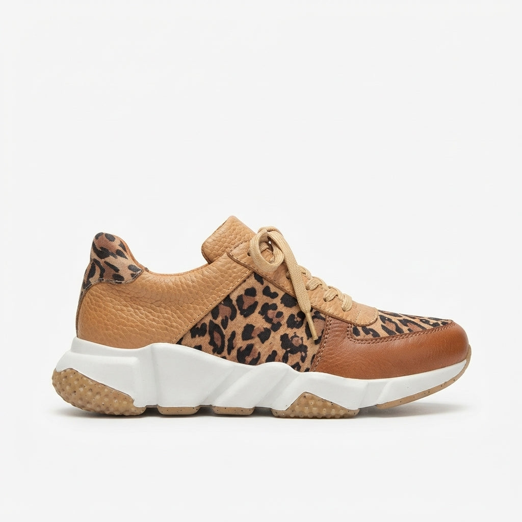 Leopard Print Chunky Trainers, Cushioned Platform Sole