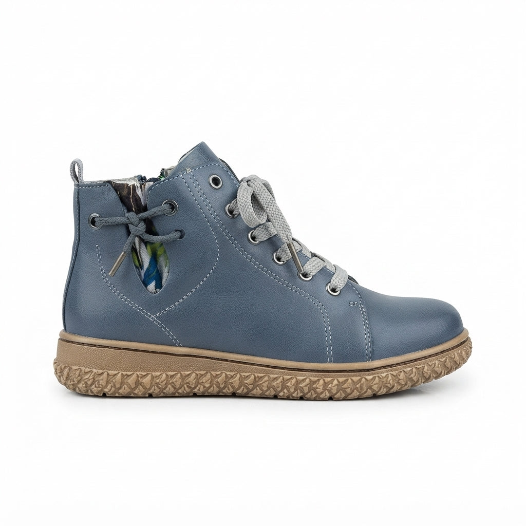 Lace-Up Ankle Boots, Side Zip and Warm Soft Lining