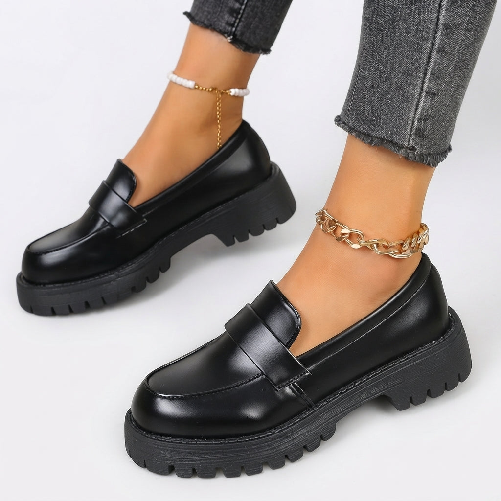 Chunky Penny Loafers, Platform Sole with Arch Support
