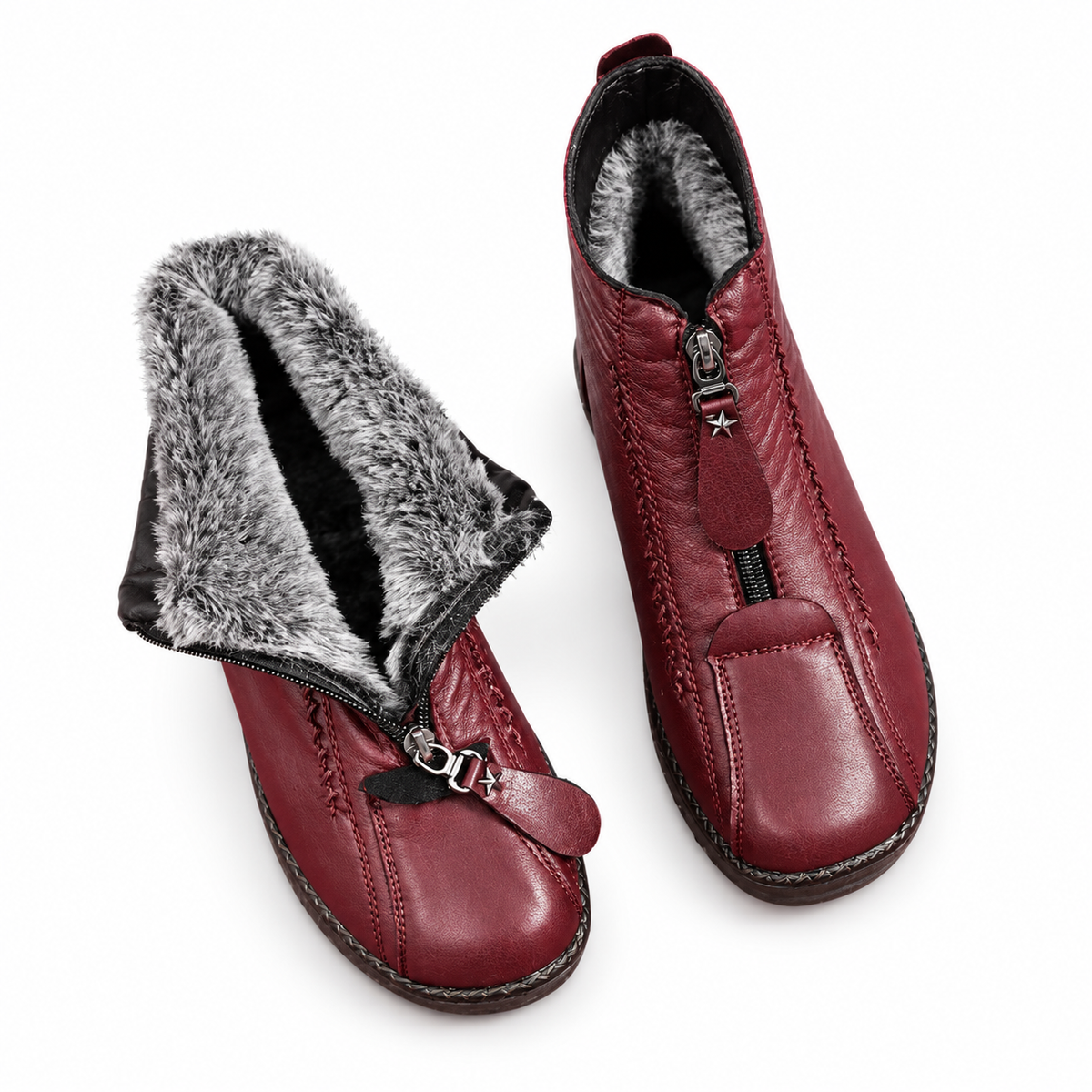 Fleece Lined Leather Ankle Boots for Cold Winter Days