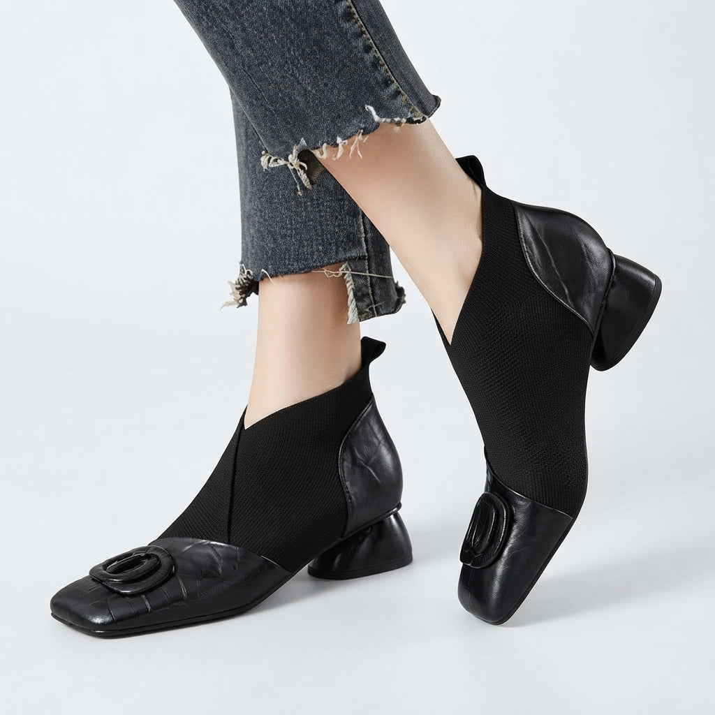 Heeled Sock Boots, Stretch Slip-On, Padded Arch Insole