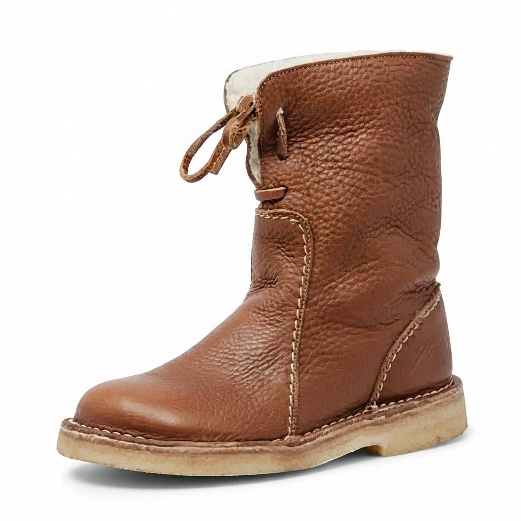 Slouch Leather Boots, Arch Support Cushioned Footbed