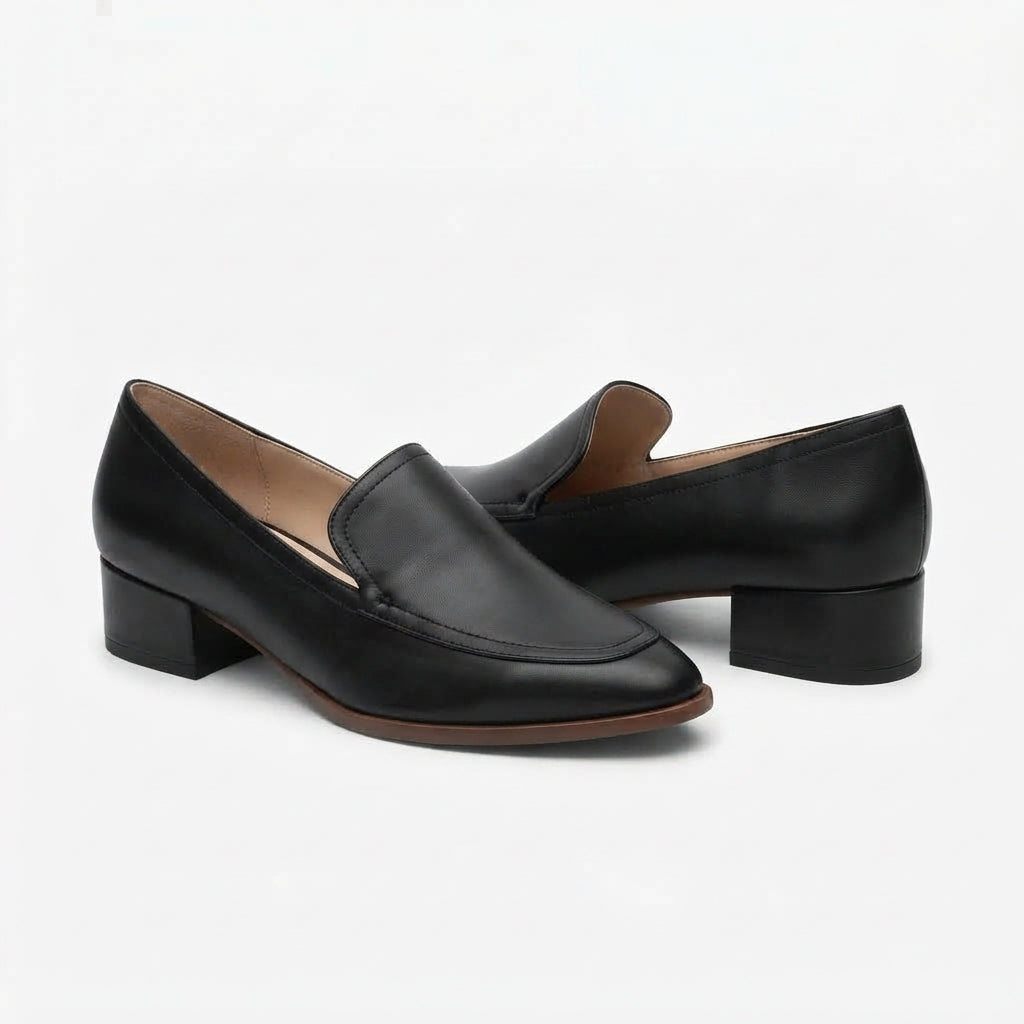 Pointed Toe Loafers, Low Heel Slip-On Office Shoes