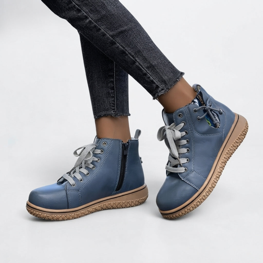 Lace-Up Ankle Boots, Side Zip and Warm Soft Lining