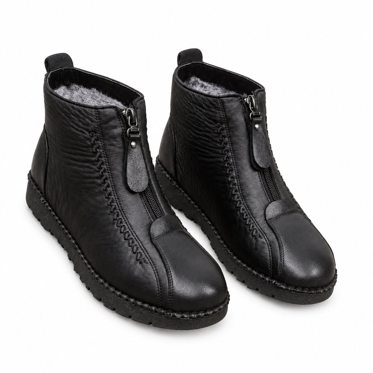 Fleece Lined Leather Ankle Boots for Cold Winter Days