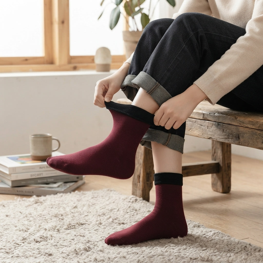 Fleece Lined Thermal Calf Socks, 5 Pair Winter Pack