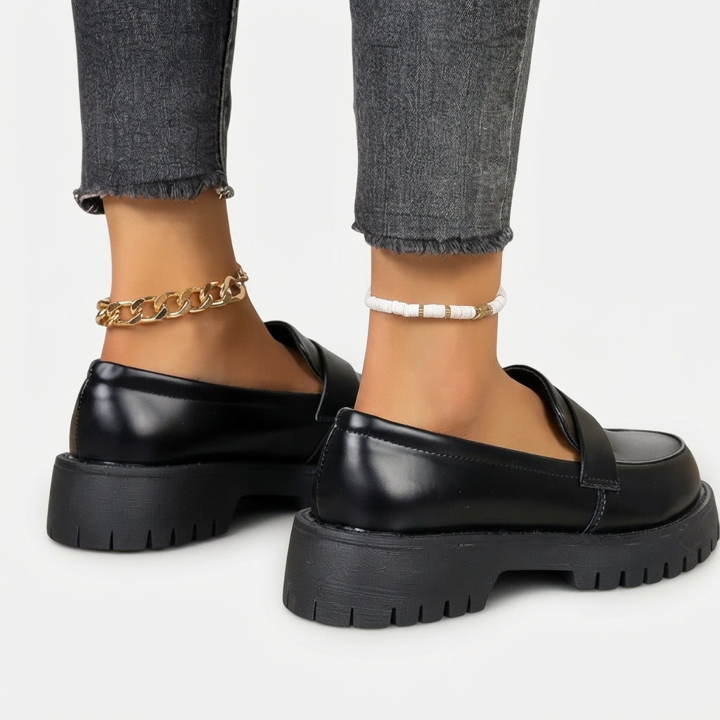 Chunky Penny Loafers, Platform Sole with Arch Support