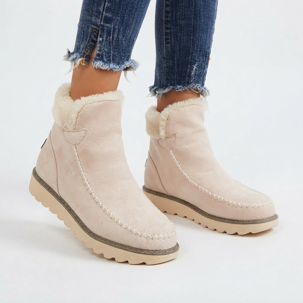 Faux Fur Lined Snow Boots, Slip On Supportive Ankle Fit