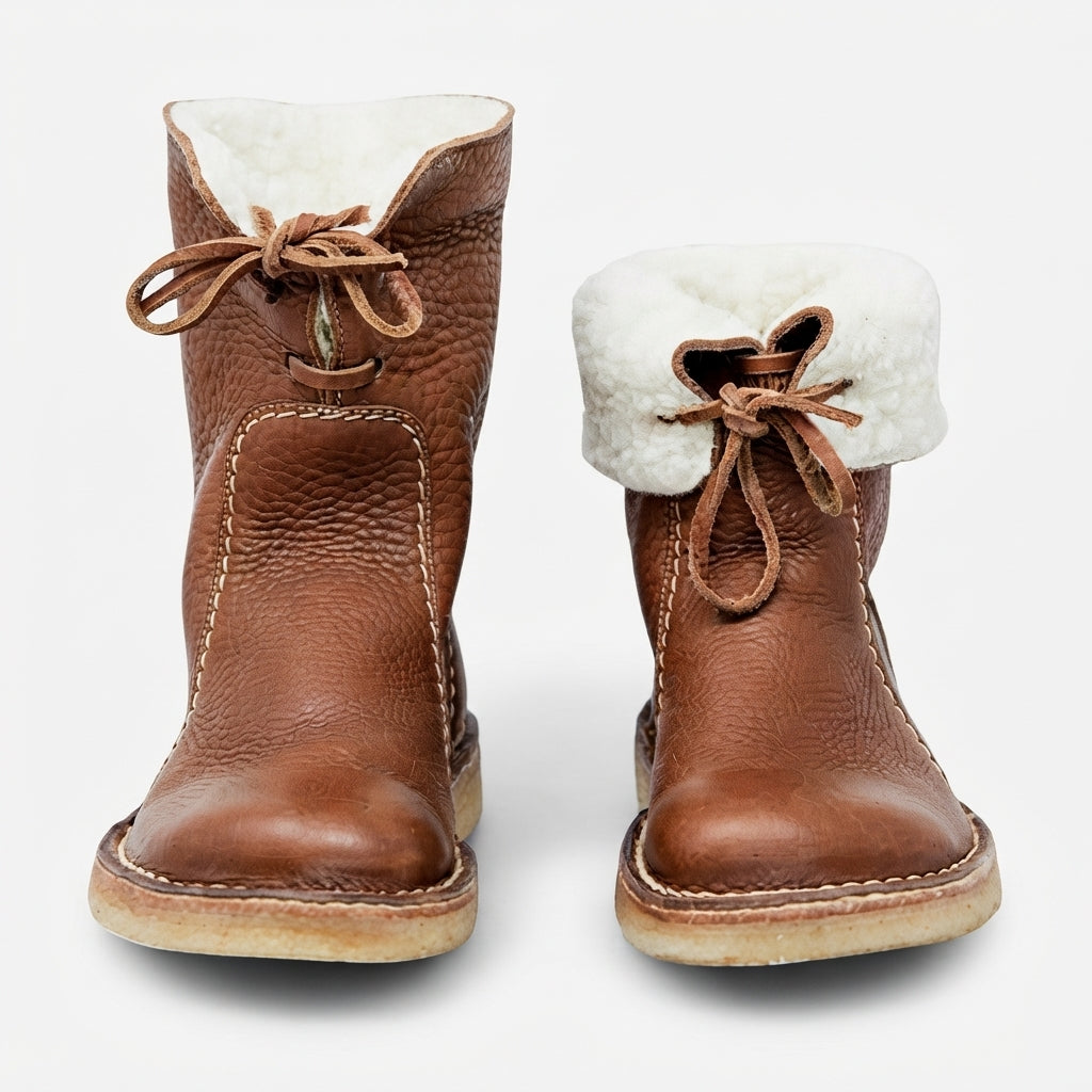 Slouch Leather Boots, Arch Support Cushioned Footbed