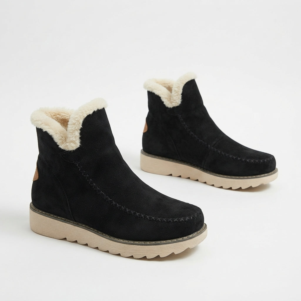 Faux Fur Lined Snow Boots, Slip On Supportive Ankle Fit