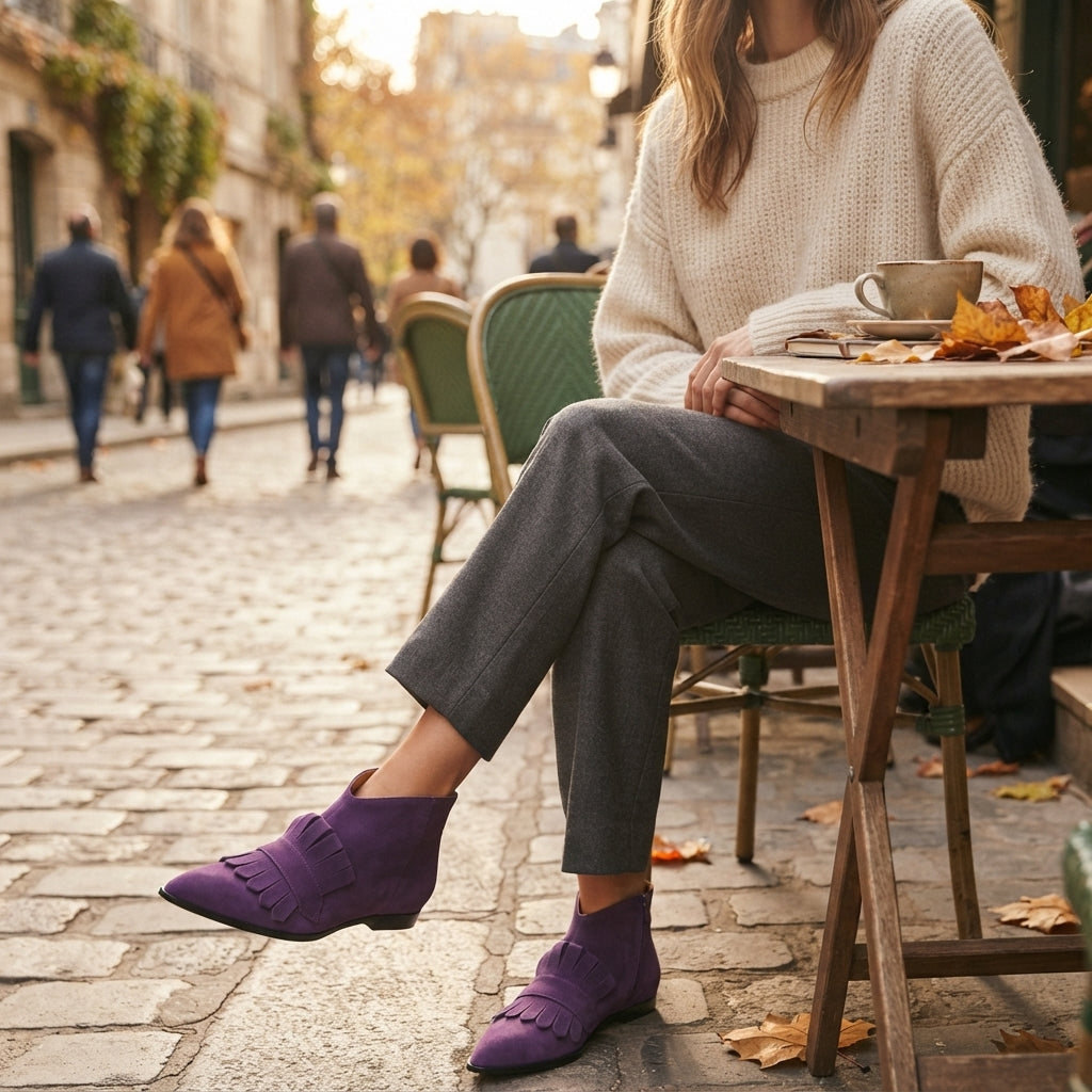 Fringed Suede Ankle Boots, Pointed Toe Statement Pair