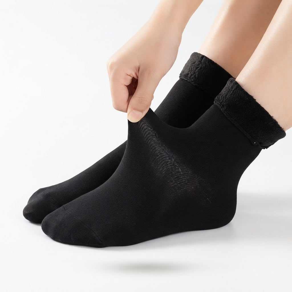 Fleece Lined Thermal Calf Socks, 5 Pair Winter Pack