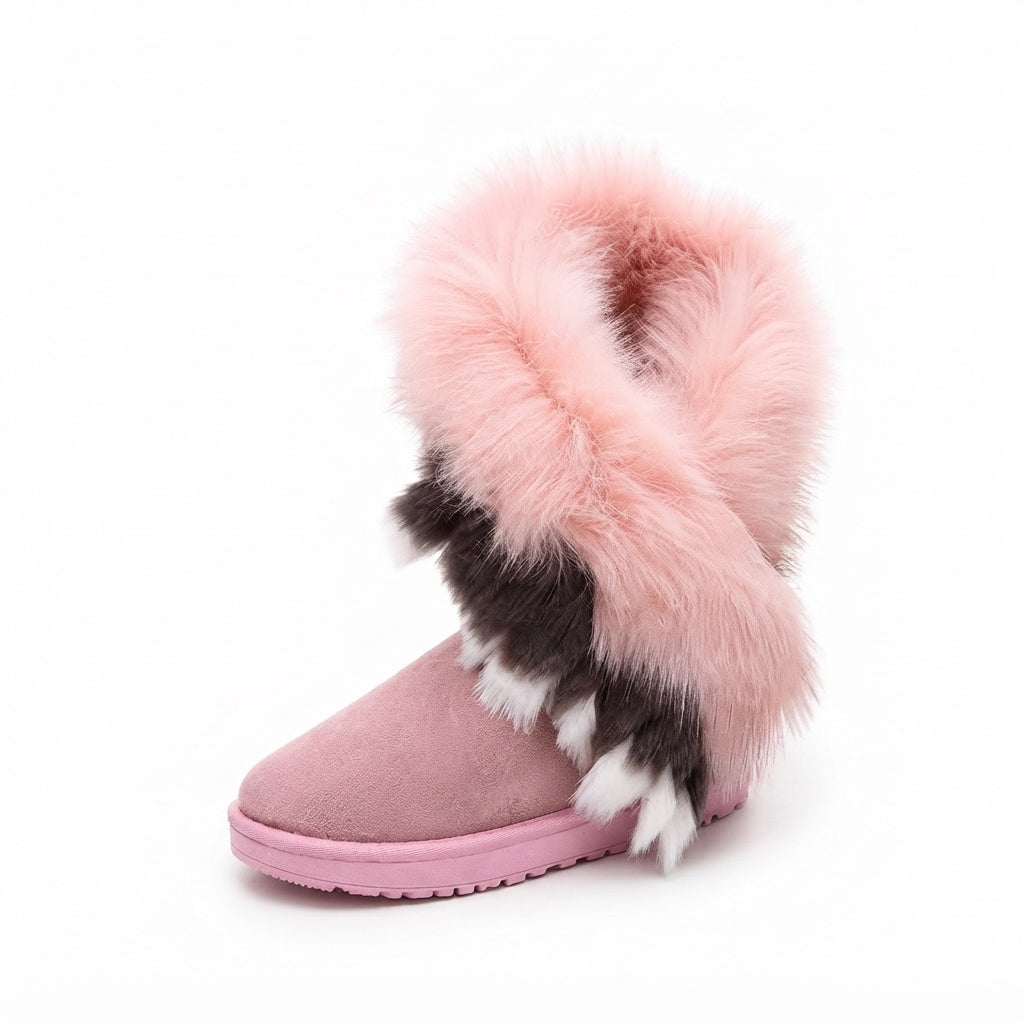 Fluffy Trim Winter Ankle Boots, Cushioned Slip On Fit