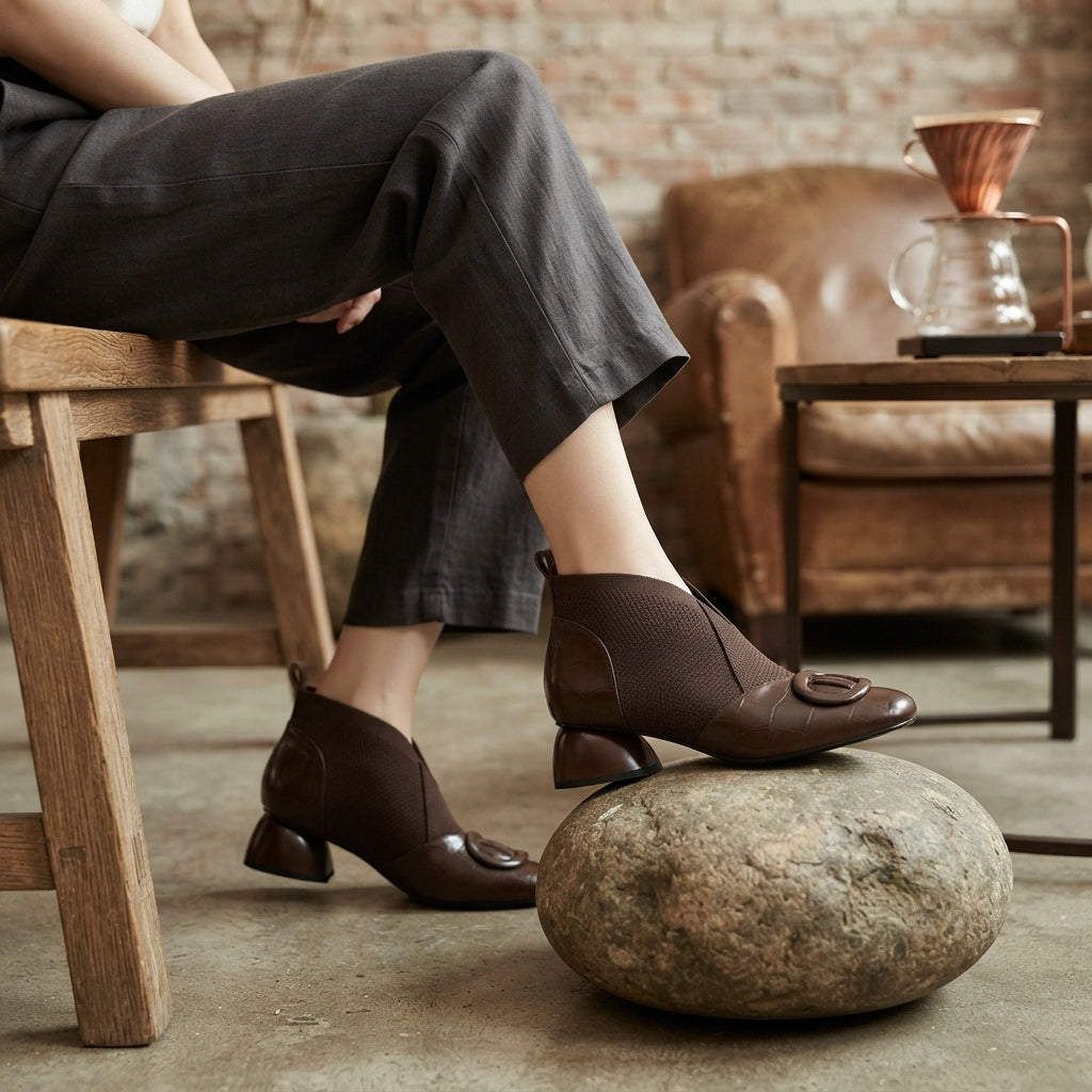 Heeled Sock Boots, Stretch Slip-On, Padded Arch Insole