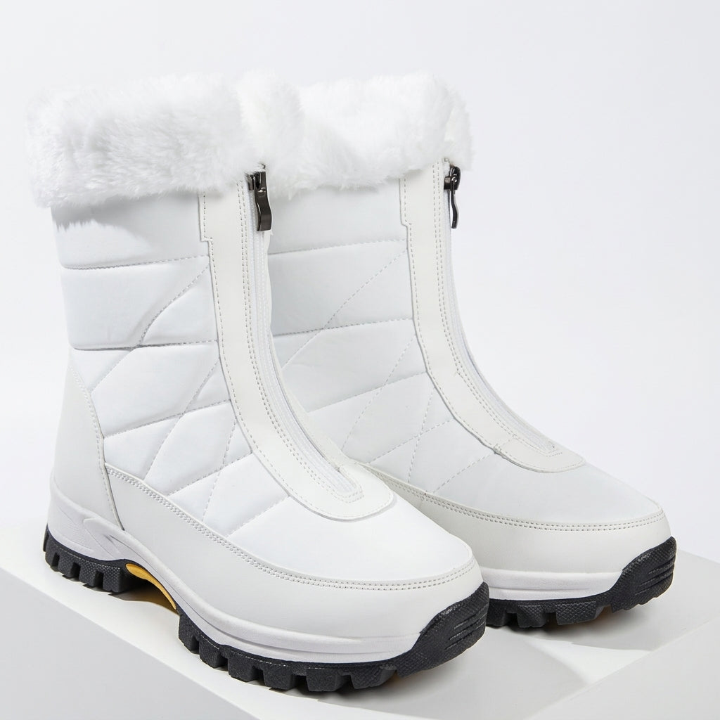 Faux Fur Cuff Ankle Boots, Cushioned Chunky Tread Sole