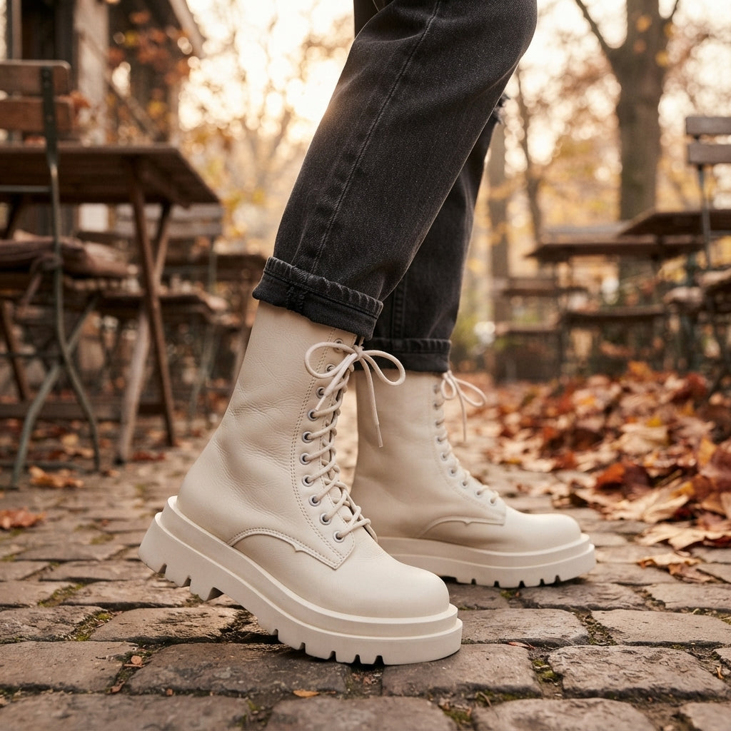Waterproof Insulated Combat Boots, Platform Lug Sole
