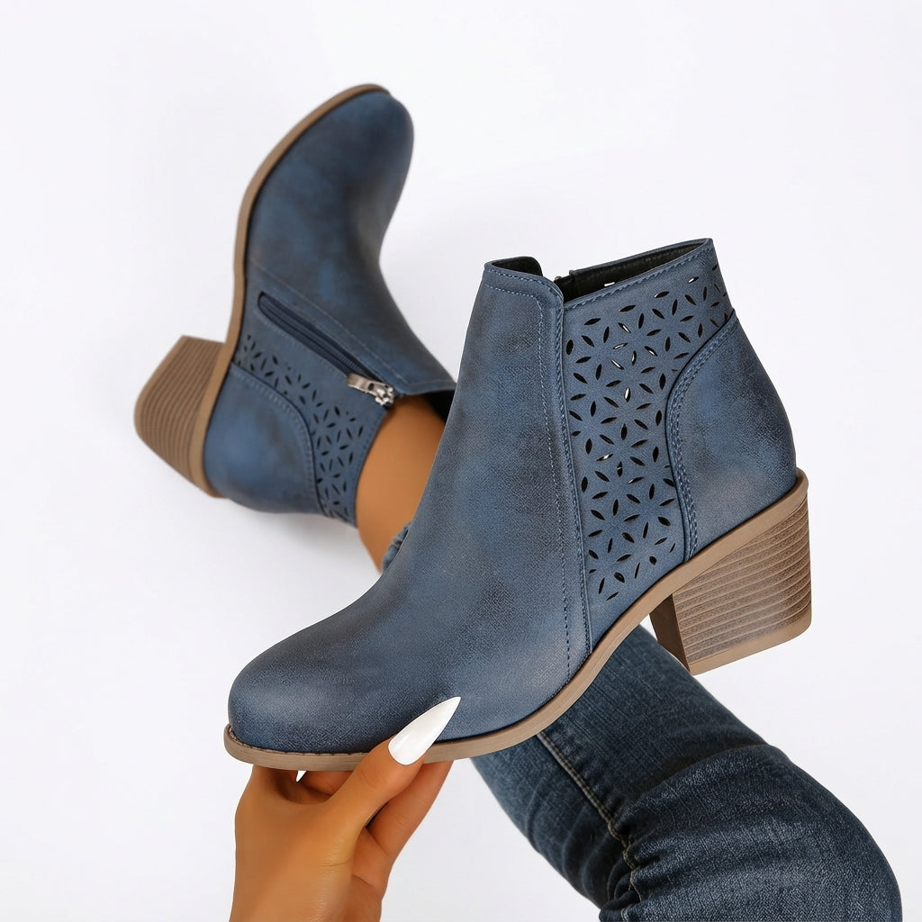 Heeled Ankle Boots, Stacked Heel and Non-Slip Sole