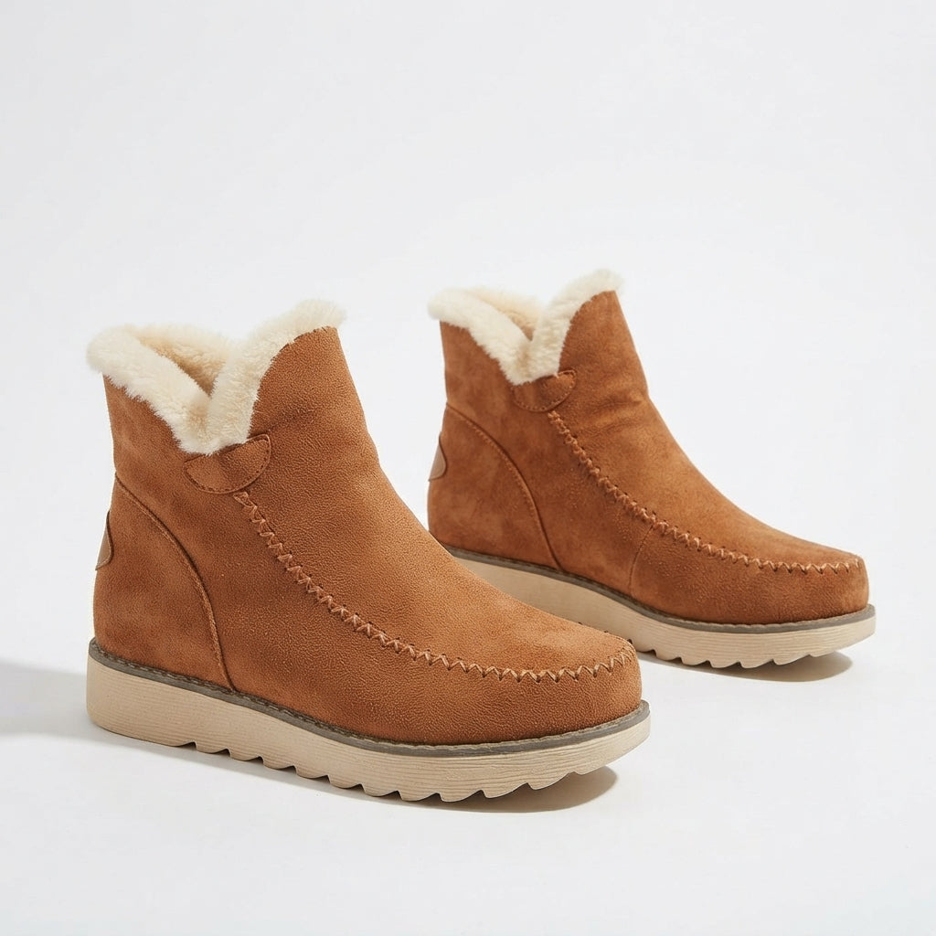 Faux Fur Lined Snow Boots, Slip On Supportive Ankle Fit