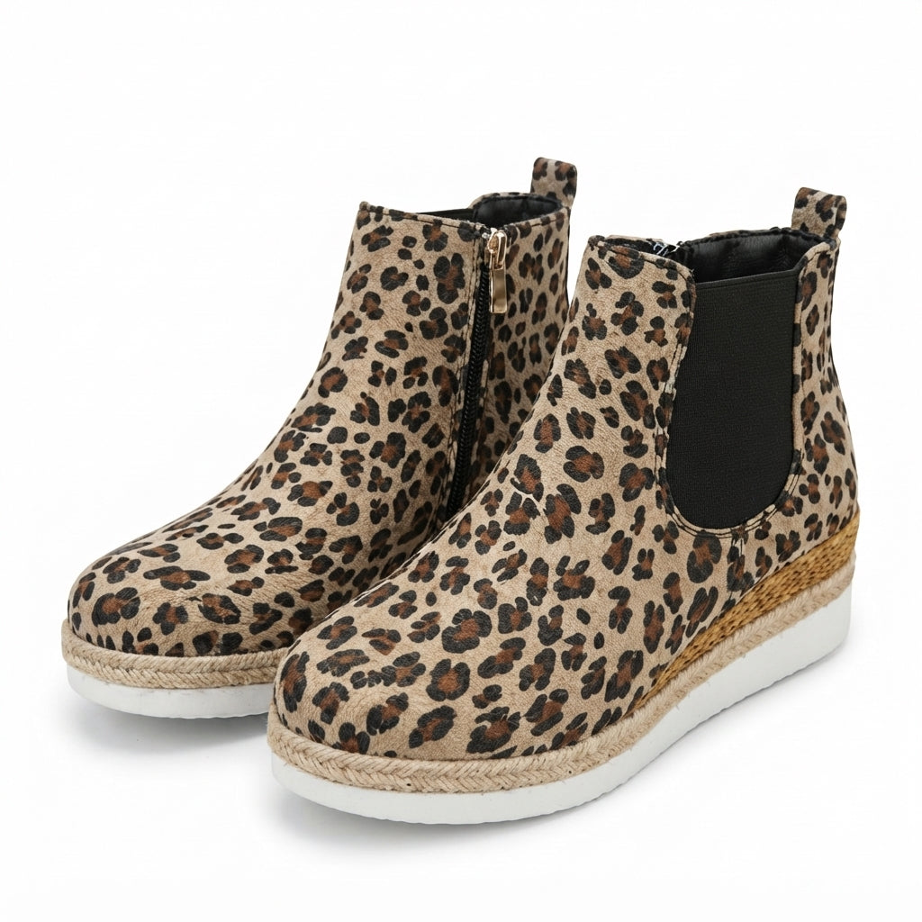 Platform Chelsea Boots, Wedge Sole Braided Trim Zip